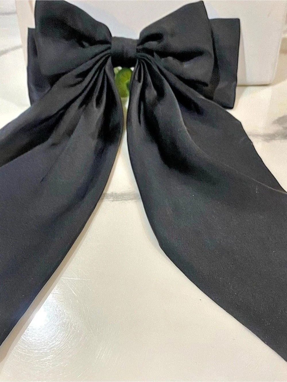 Black Clip In Hair Bow Barrette in Black Li